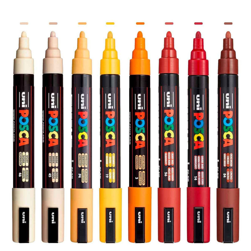 Set de Marcadores Posca 2.5 mm X8 Colores Cálidos