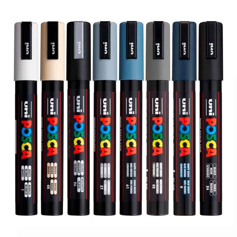Set de Marcadores Posca 2.5 mm X8 Mono Tonos