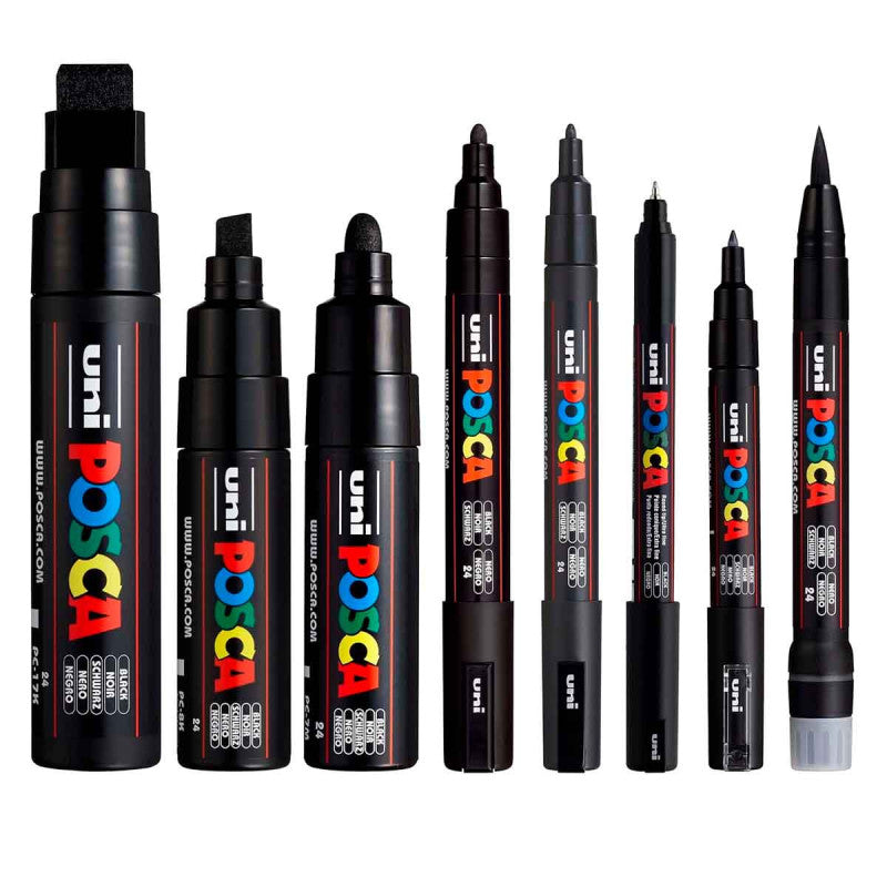 Set de Marcadores Posca Mix X8 Trazos Negros
