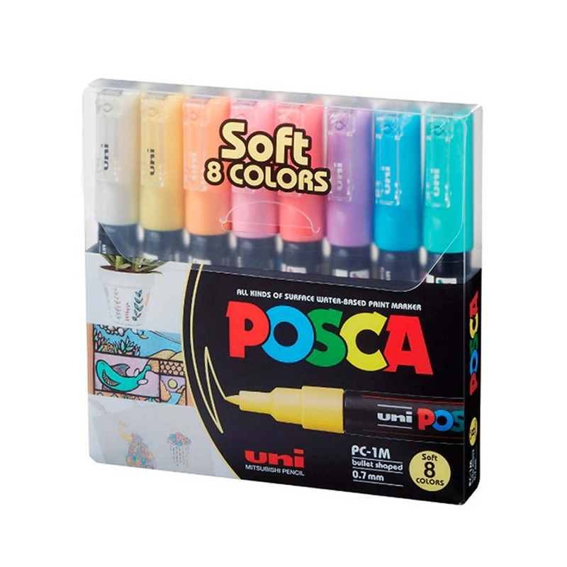 Set de Marcadores Posca PC-1M 0.7mm-1mm X8 Colores Pastel