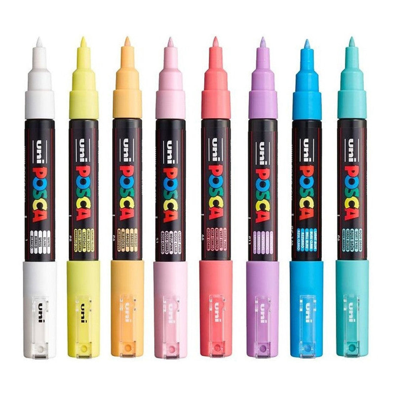 Set de Marcadores Posca PC-1M 0.7mm-1mm X8 Colores Pastel