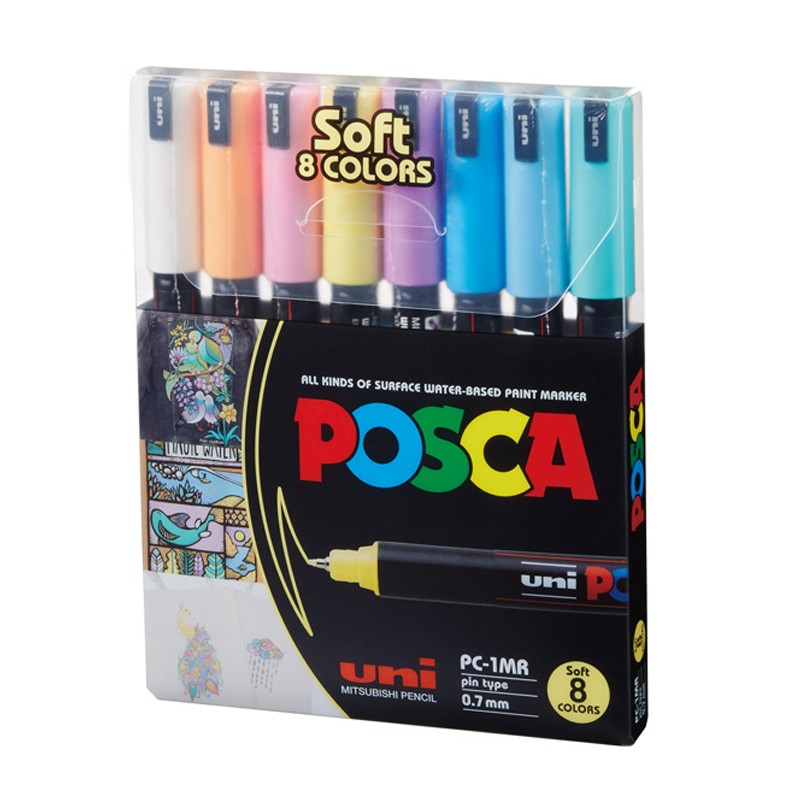 Set de Marcadores Posca PC-1MR 0.7mm X8 Colores Pastel