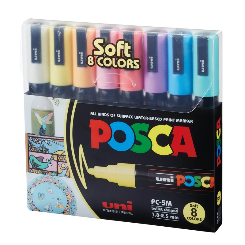 Set de Marcadores Posca PC-5M 2.5mm X8 Colores Pastel