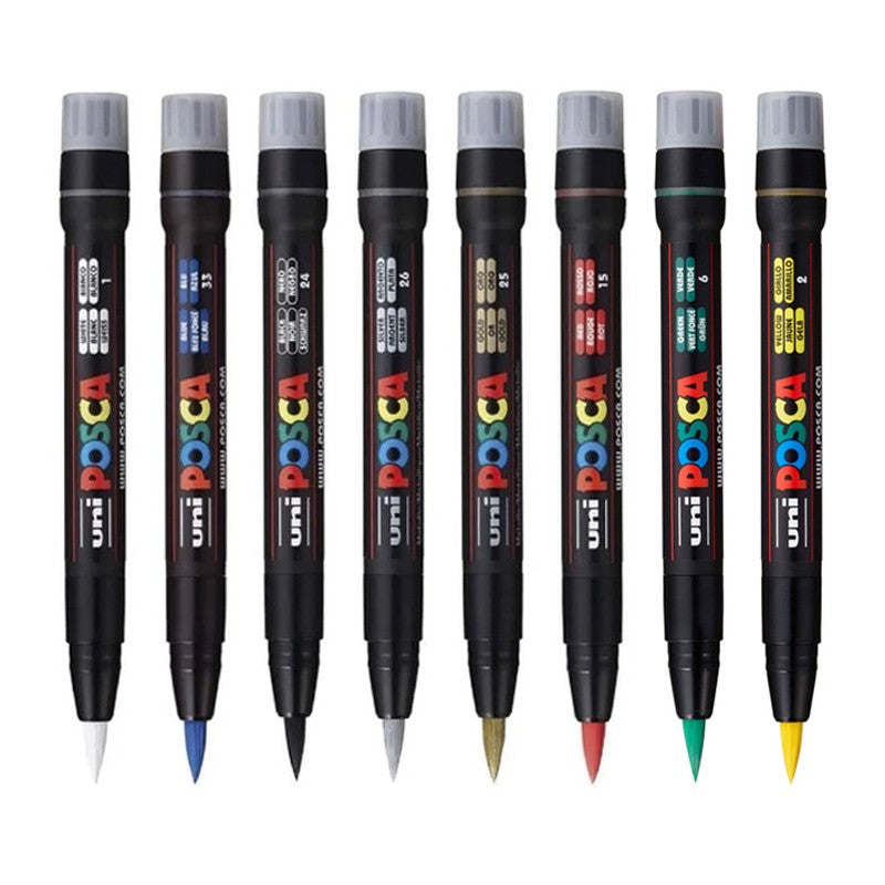Combo de Marcadores Posca Pcf-350 Pincel X8 Colores Básicos